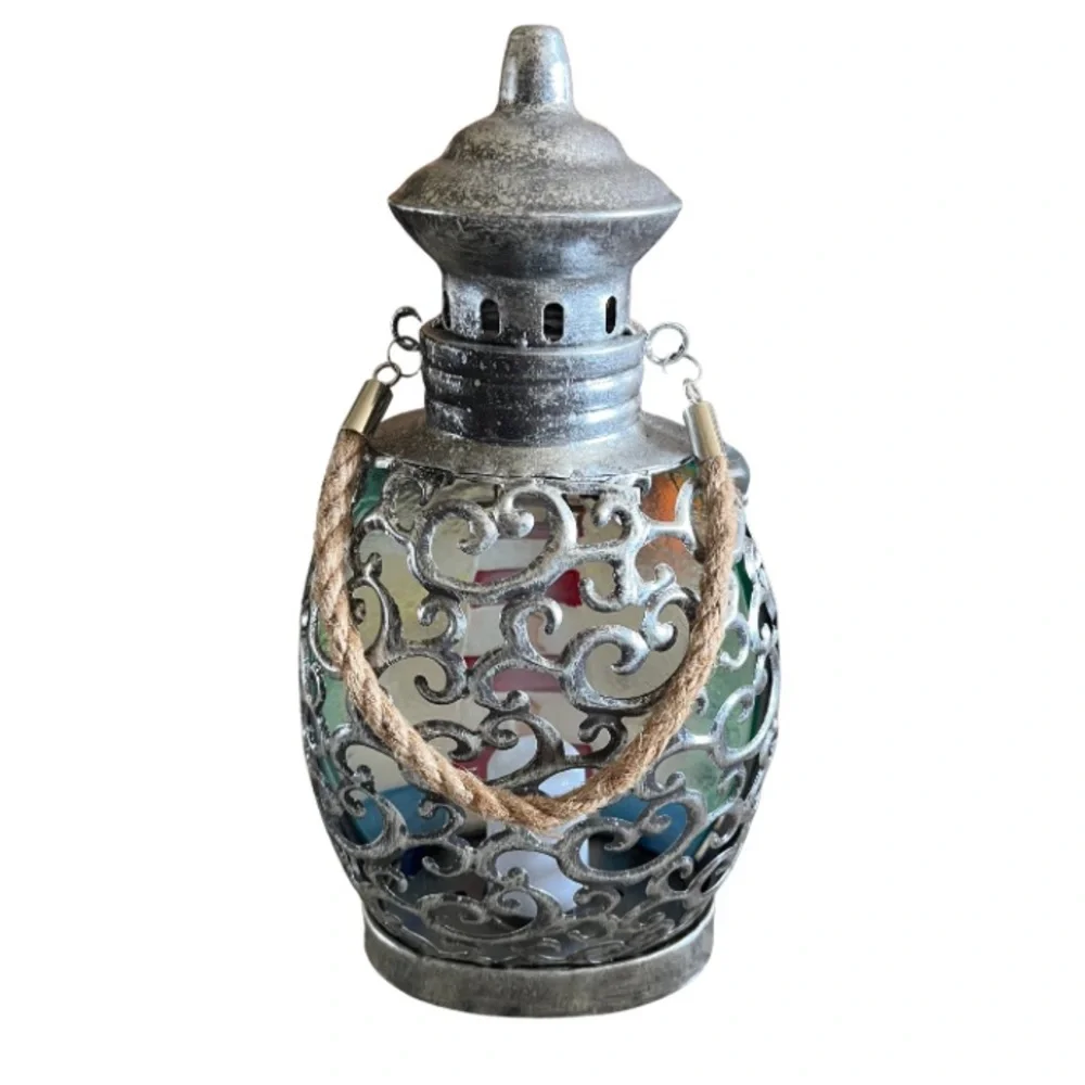 New - Metal & Deorative Glass Lighthouse Lantern